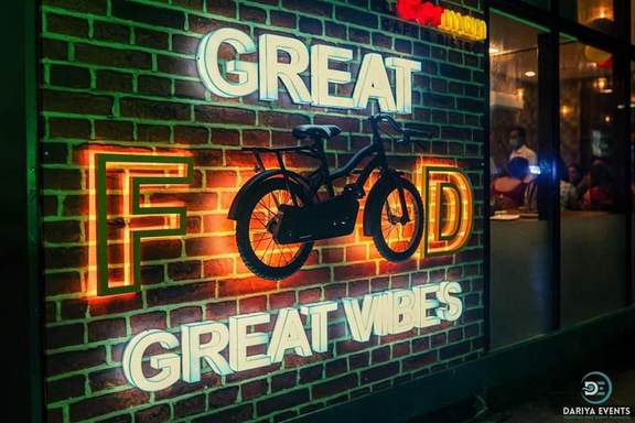 Great Food illuminated sign